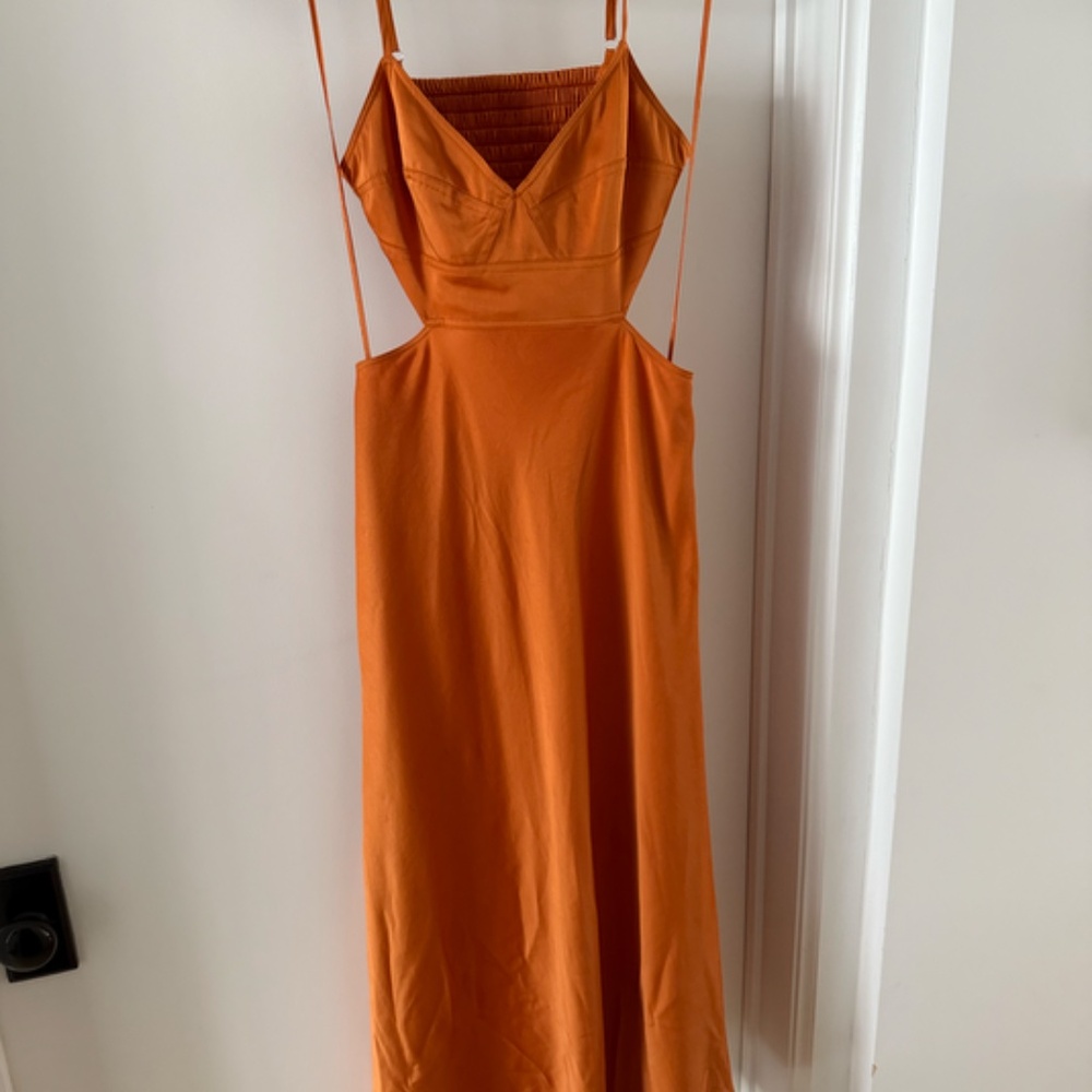 ALC Orange Satin cutout dress